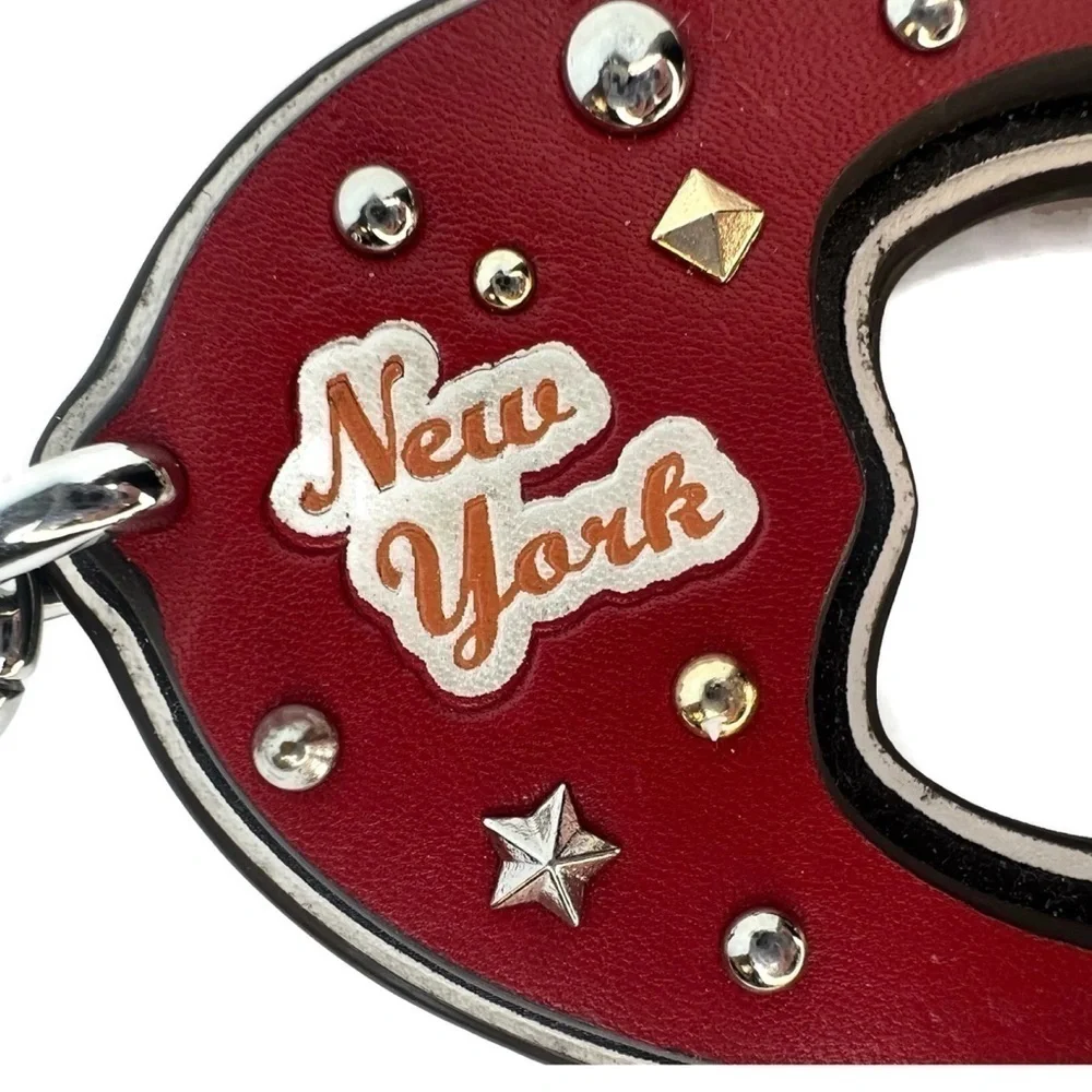 COACH VARSITY C BAG CHARM (F23585) SILVER/TRUE RIVETED RED KEY CHAIN KEYCHAIN